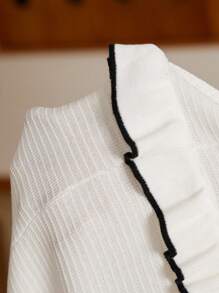 SHEIN MOD Women Black & White Ruffled Hem Sweater Maxi Skirt,Halloween Clothes,Fall Skirts,Beach Women Outfits,Old Money Outfits,Sexy Skirt,Homecoming Skirt,Elegant Skirt,Flowy Skirts,Date Night Skirt