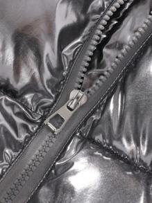 Tween Girl Glossy Short Padded Coat - Bronze - View 6