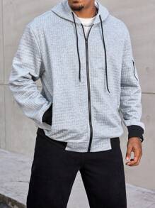 Manfinity CasualMax Sudadera con capucha y cierre para hombre de talla grande, de primavera y otoño, con colores contrastantes