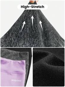 SHEIN Leap Crew 3pcs Tween Girls' Knitted Plain Letter & Printed Pattern Sports Leggings Set - Multicolor - View 2