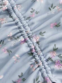 SHEIN EZwear 1件装 女士蓝色针织网眼抽绳紧身裙