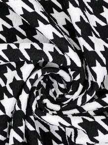 SHEIN LUNE Große Größen Herbstbekleidung Damen Frühling Herbst Hahnentrittmuster gerüschter 3/4 Ärmel eleganter Blazer Herbst Oberteile & Herbst Damenbekleidung Winterbekleidung Business Lässig Arbeits Blazer Business Blazer