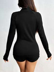 Zolique 女款印花簡約日常長袖上衣和短褲套裝