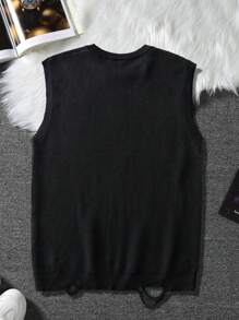 Manfinity EMRG Men's Figure Print Sleeveless Knit Tank Top Back To School Frank Ocean  Halloween Sweater
