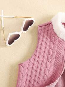 SHEIN 3 件套女婴秋冬可爱拼色背心夹克、蝴蝶结裙和汗衫套装