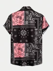 ROMWE MEN Camisa De Hombre Con Estampado De Cachemira