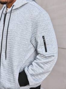 Manfinity CasualMax Sudadera con capucha y cierre para hombre de talla grande, de primavera y otoño, con colores contrastantes