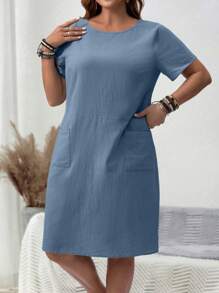 EMERY ROSE Plus Size Women's Blue Summer Dress - Blue - View 8