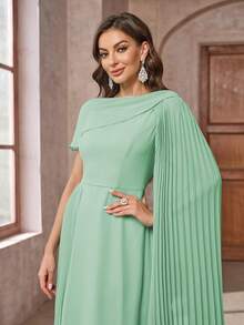 Women's Solid Color Simple Casual Long Sleeve Dress - Green - View 4