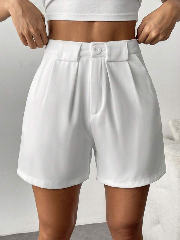 Chiquease Damen Einfarbig lässige Shorts mit Taschen, Sommer