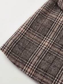 Chiquease Damen Karomuster Blazer mit Langarm - Kaffeebraun - Übersicht 4