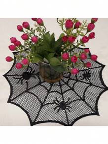 1 件万圣节黑色蜘蛛网桌旗、万圣节蜘蛛网桌布、万圣节恐怖派对黑色蕾丝桌布、万圣节蜘蛛网黑色图案桌布、餐桌装饰、壁炉装饰万圣节礼物、完美的万圣节恐怖家居装饰万圣节蜘蛛网餐垫礼物