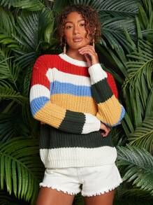 Travachic Relaxed Fit Crewneck Long Sleeve Pullover Sweater For Women - Multicolor - View 6