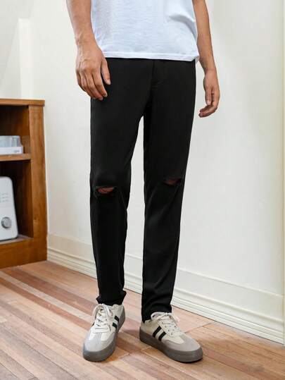 Manfinity VCAY بنطال كاجوال رجالي منسوج أحادي اللون