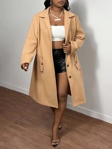 Slaydiva Elegant Commuter Plus Size Women Fitted Waist Lapel Single-Breasted Jacket