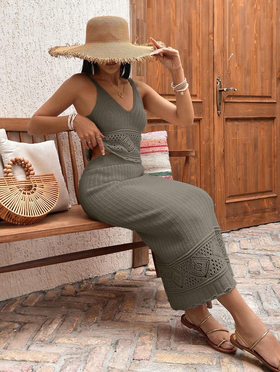 RueChic Women Knitwear Set - Mocha Brown - View 1