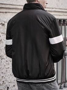 SHEIN Cottnline Men Stripe Detailed Regular Puffer Coat - Black - View 2