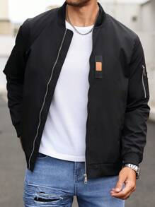 Manfinity CasualCool Men's Zip-Up Long Sleeve Pocket Casual Jacket - Black - View 3