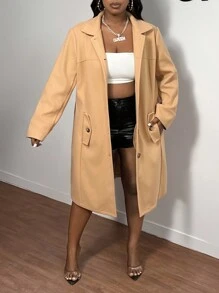 Slaydiva Elegant Commuter Plus Size Women Fitted Waist Lapel Single-Breasted Jacket