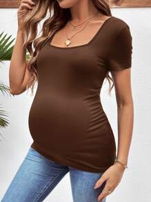 SHEIN 3 件/套孕妇休闲简约黑白灰色圆领短袖修身孕妇 T 恤