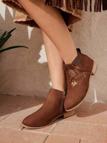 Styleloop Women'S Fashion Embroidered Ankle Boots Halloween - Brown - View 1