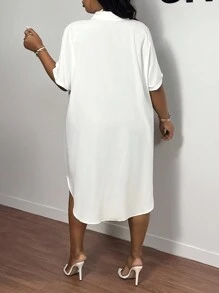 Slaydiva Plus Size Color Block Loose Casual Dress, For Summer