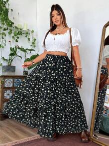Sunspun Váy maxi in hoa thanh lịch dành cho nữ cỡ lớn, thích hợp cho kỳ nghỉ hè, đi biển, mùa thu. - Nhiều màu - Xem 6