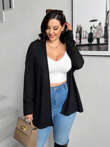 SHEIN Essnce Áo khoác len cardigan nhiều màu cỡ lớn dành cho nữ mùa thu đông thường ngày rộng rãi và thoải mái 2 gói,Quần áo phụ nữ mùa thu,Áo khoác dài tay cho nữ,Trang phục,Áo len cardigan,Áo giáo viên,Áo khoác cardigan màu đen và kaki 2 gói - Nhiều màu - Xem 7