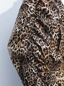 Maija Women's Leopard Print Zip Front Baseball Jacket, Spring Summer - Khaki - View 5