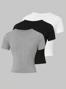 SHEIN Unity Conjunto De Tres Piezas De Camisetas Para Mujer - Multicolor - Ver 2