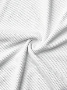 Slaydiva Vestido mini ajustado de Body con telas acanaladas con tirantes - Blanco - Ver 7