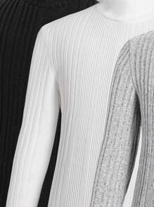 3pcs Tween Boys Textured Fabric Basic T-Shirts - Multicolor - View 4