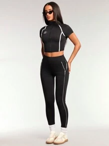 Forever 21 Quần legging đen Quần tập yoga Quần áo mùa thu Quần legging thể thao Quần chạy bộ - màu đen - Xem 4