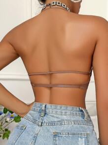 DesireSculpt 性感露背无痕文胸，新娘内衣，女士透气胸垫，可调节肩带，多种穿着方式 - 摩卡棕 - 查看 3