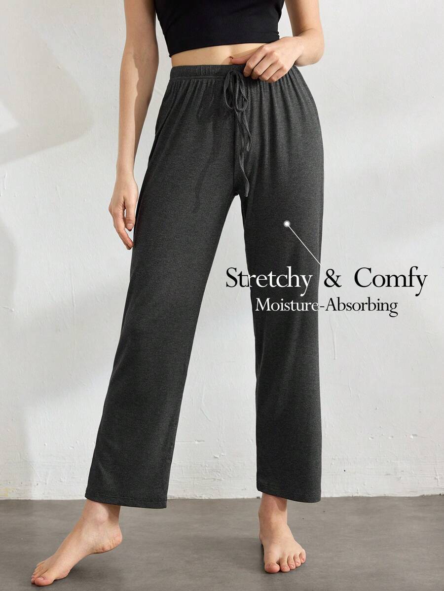 Ocili Leisure Ultra Soft & Comfy Flowy Lounge Cozy Pants Holiday Season, Fall & Winter - Dark Grey - View 1