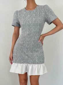 Siren Gaze 新款春夏女士休闲荷叶边荷叶边 A 字形工作连衣裙