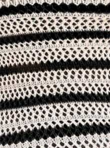 Zolique Women Contrast Stripe Simple Daily Knitted Tube Dress - Black and White - View 7