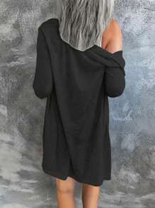 INAWLY Plus Size Long Sleeve Button-Up Loose Soft Elegant Cardigan