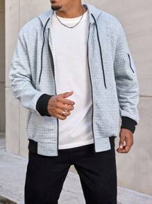 Manfinity CasualMax Sudadera con capucha y cierre para hombre de talla grande, de primavera y otoño, con colores contrastantes
