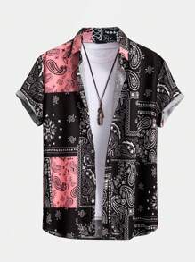 ROMWE MEN Camisa De Hombre Con Estampado De Cachemira