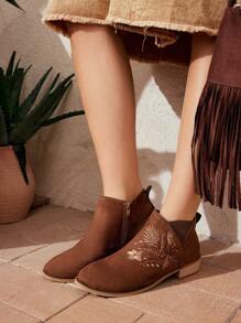 Styleloop Women'S Fashion Embroidered Ankle Boots Halloween - Brown - View 3