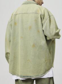 Manfinity Roghcode Vintage Washed Loose Fit Light Blue Casual Shirt For Men - Medium Wash - View 5