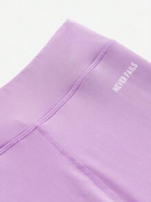 SHEIN Leap Crew 3pcs Tween Girls' Knitted Plain Letter & Printed Pattern Sports Leggings Set - Multicolor - View 11