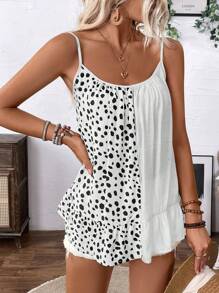 Breezaya Lässiges Camisole-Tank Top für Damen mit einfarbigem und grafischem Druck im Patchwork-Stil