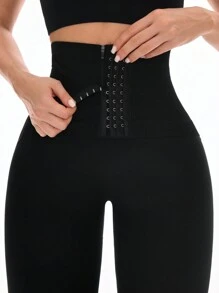 Easithlete Quần short tập yoga liền mạch nén eo cao cho nữ, quần short tập luyện 5 inch kiểm soát bụng - màu đen - Xem 3