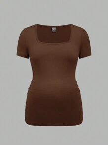 SHEIN 3 件/套孕妇休闲简约黑白灰色圆领短袖修身孕妇 T 恤