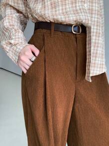 EastFlair 女士韩版灯芯绒宽松休闲裤 - 鏽棕色 - 查看 5