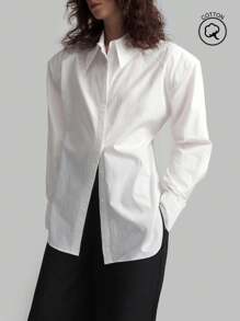 Ontre Camisa blanca de algodón para mujer, de vuelta al colegio en otoño - Blanco - Ver 1
