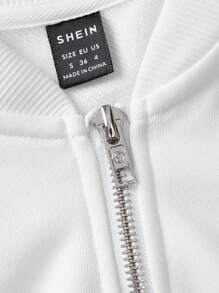 SHEIN BASICS 秋冬女士休闲纯色针织立领长袖宽松外套