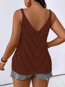 SHEIN LUNE Plus Size Casual Solid Color Knit Cardigan Vest
